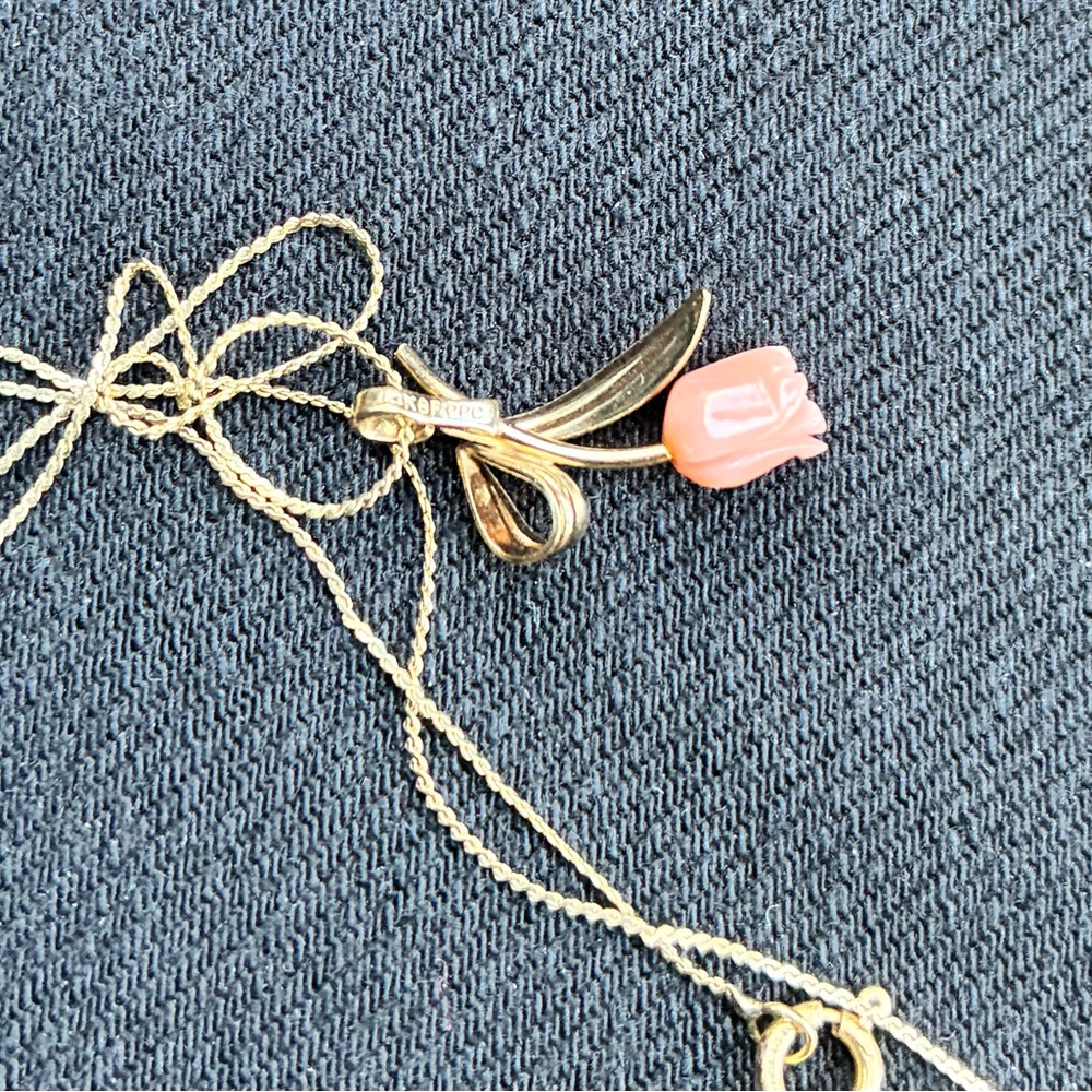 Coral Carved Rose Necklace